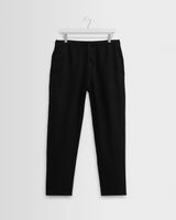 wax london men's Kurt - Black Washed Linen Relaxed Fit Trousers