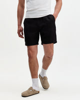 wax london men's Kurt - Black Washed Linen Shorts