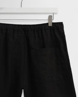 wax london men's Kurt - Black Washed Linen Shorts