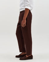 wax london men's Kurt - Brown Washed Linen Relaxed Fit Trousers