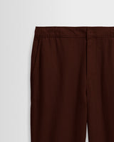 wax london men's Kurt - Brown Washed Linen Relaxed Fit Trousers