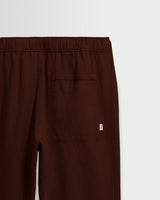wax london men's Kurt - Brown Washed Linen Relaxed Fit Trousers