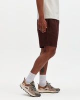 wax london men's Kurt - Brown Washed Linen Shorts