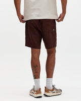 wax london men's Kurt - Brown Washed Linen Shorts