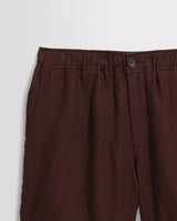 wax london men's Kurt - Brown Washed Linen Shorts