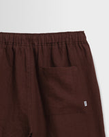 wax london men's Kurt - Brown Washed Linen Shorts
