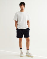 wax london men's Kurt - Dark Navy Jumbo Seersucker Shorts