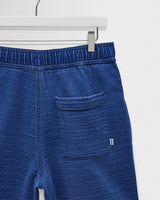 wax london men's Kurt - Indigo Dobby Textured Organic Cotton Shorts
