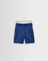 wax london men's Kurt - Indigo Dobby Textured Organic Cotton Shorts