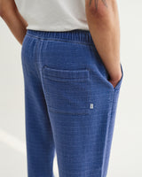 wax london men's Kurt - Indigo Textured Organic Dobby Cotton Relaxed Fit Trousers