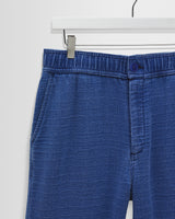 wax london men's Kurt - Indigo Textured Organic Dobby Cotton Relaxed Fit Trousers