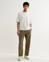 wax london men's Kurt - Khaki Crinkle Cotton-Linen Relaxed Fit Trousers