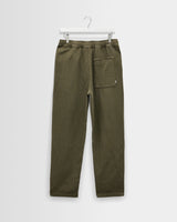 wax london men's Kurt - Khaki Crinkle Cotton-Linen Relaxed Fit Trousers
