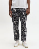 wax london men's Kurt - Navy And Ecru Tile Jacquard Relaxed Fit Trousers
