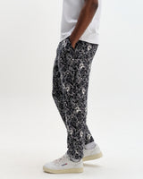 wax london men's Kurt - Navy And Ecru Tile Jacquard Relaxed Fit Trousers