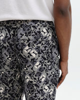 wax london men's Kurt - Navy And Ecru Tile Jacquard Relaxed Fit Trousers