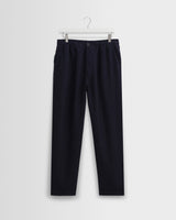 wax london men's Kurt - Navy Washed Linen Relaxed Fit Trousers