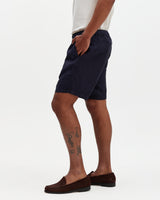 wax london men's Kurt - Navy Washed Linen Shorts