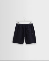 wax london men's Kurt - Navy Washed Linen Shorts
