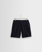 wax london men's Kurt - Navy Washed Linen Shorts