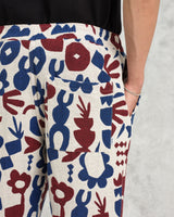 wax london men's Kurt - Red And Blue Spin Jacquard Trousers