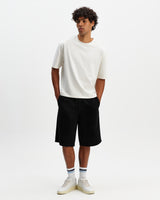wax london men's Kyle - Black Organic Cotton Twill Shorts