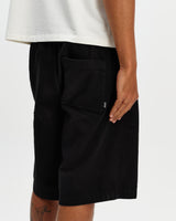 wax london men's Kyle - Black Organic Cotton Twill Shorts