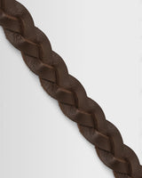wax london men's Lambeth - Brown Plaited Leather Belt