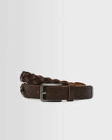 wax london men's Lambeth - Brown Plaited Leather Belt