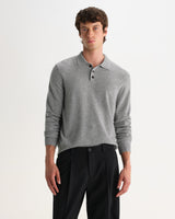 wax london men's Lawrie - Grey Long-Sleeve Knitted Polo