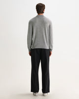 wax london men's Lawrie - Grey Long-Sleeve Knitted Polo