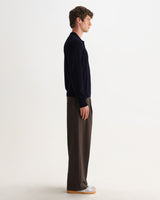 wax london men's Lawrie - Navy Long-Sleeve Knitted Polo