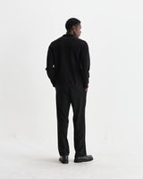 wax london men's Lennox - Black And Beige Milano Stripe Knitted Polo