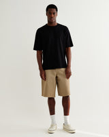wax london men's Luca - Washed Beige Organic Cotton Denim Shorts
