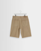 wax london men's Luca - Washed Beige Organic Cotton Denim Shorts