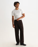 wax london men's Malham - Brown Italian Flannel Stripe Trouser