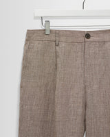 wax london men's Malham - Natural And Brown Stripe Linen Wide Fit Trousers