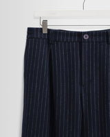 wax london men's Malham - Navy Pinstripe Wool Trousers