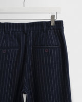 wax london men's Malham - Navy Pinstripe Wool Trousers
