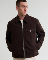 wax london men's Mason - Dark Brown Peached Canvas Work Jacket