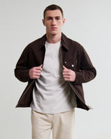 wax london men's Mason - Dark Brown Peached Canvas Work Jacket