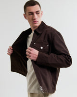 wax london men's Mason - Dark Brown Peached Canvas Work Jacket