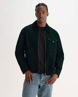 wax london men's Mason - Dark Green Peached Canvas Work Jacket