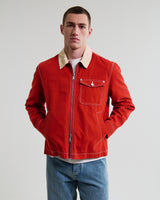 wax london men's Mason - Red Peached Canvas Work Jacket