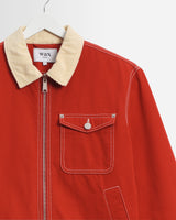wax london men's Mason - Red Peached Canvas Work Jacket