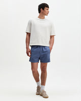 wax london men's Mescal - Blue Cotton Seersucker Shorts