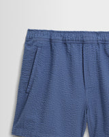 wax london men's Mescal - Blue Cotton Seersucker Shorts