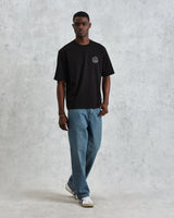 wax london men's Milton - Black Stacked Text Graphic Organic Cotton T-Shirt
