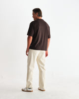 wax london men's Milton - Dark Brown Organic Emorised Cotton T-Shirt