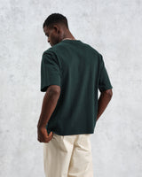 wax london men's Milton - Dark Green Emerised Organic Cotton T-Shirt